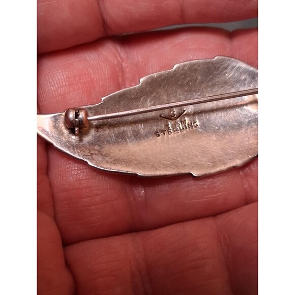 Vintage Siam Sterling Brooch Earrings Leaf Set - Picture 4 of 5
